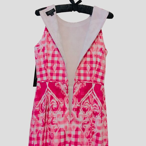 NEW Tahari ASL Dress BarbieCore Gingham Cotton Pink White Lined Size 2 Petite 2P - Picture 6 of 16